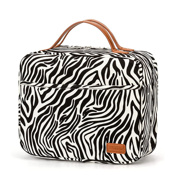 Large Capacity Cosmetic Travel Toiletry Bag for Women-Black Zebra