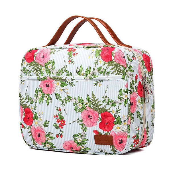 Large Waterproof Fashionable Striped Travel Toiletry Bag for Women-Floral