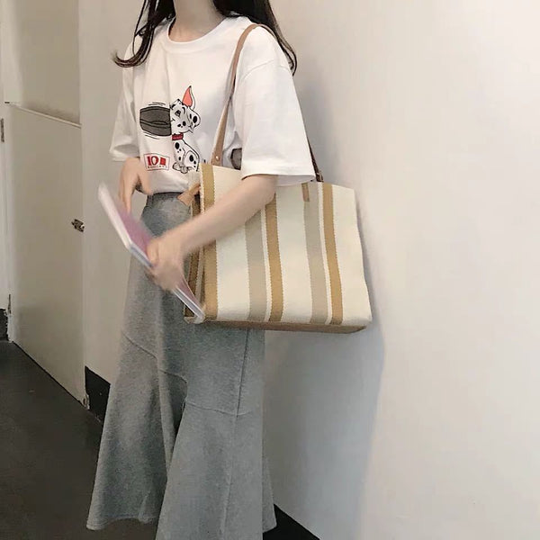 New Female Stripe Tote Bag