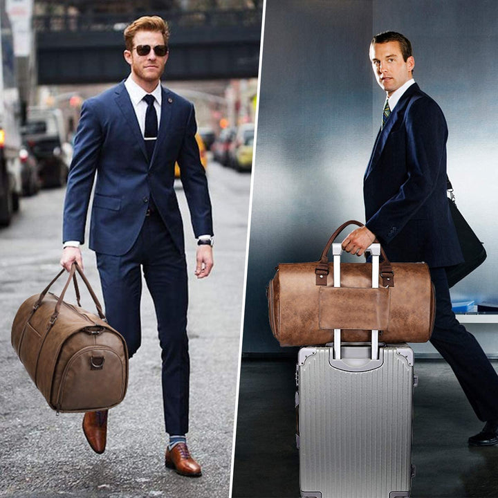 Leather Large Capacity Garment Travel Duffle Weekend Bag for Man – Bosidu